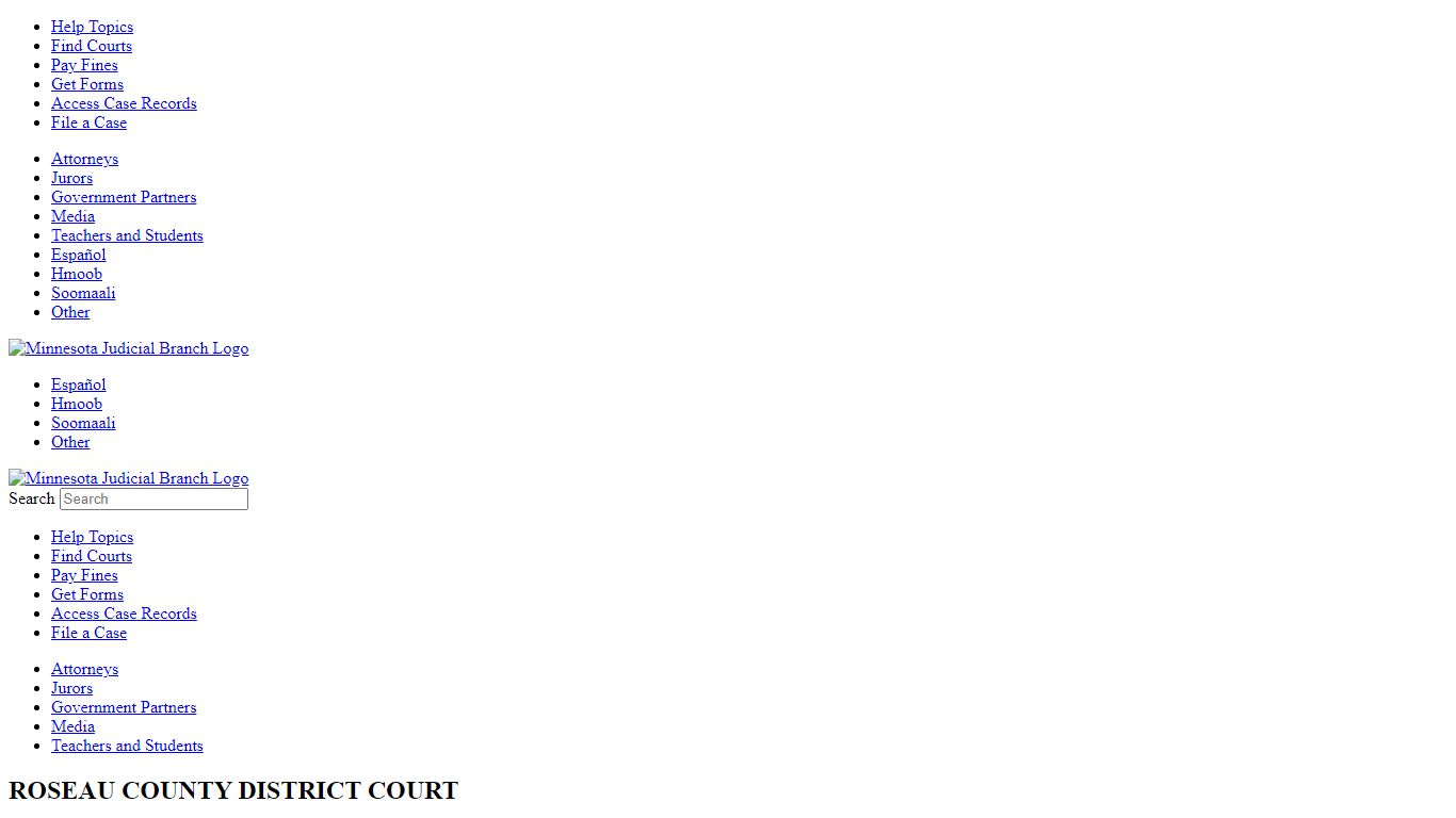 Minnesota Judicial Branch - Roseau County District Court