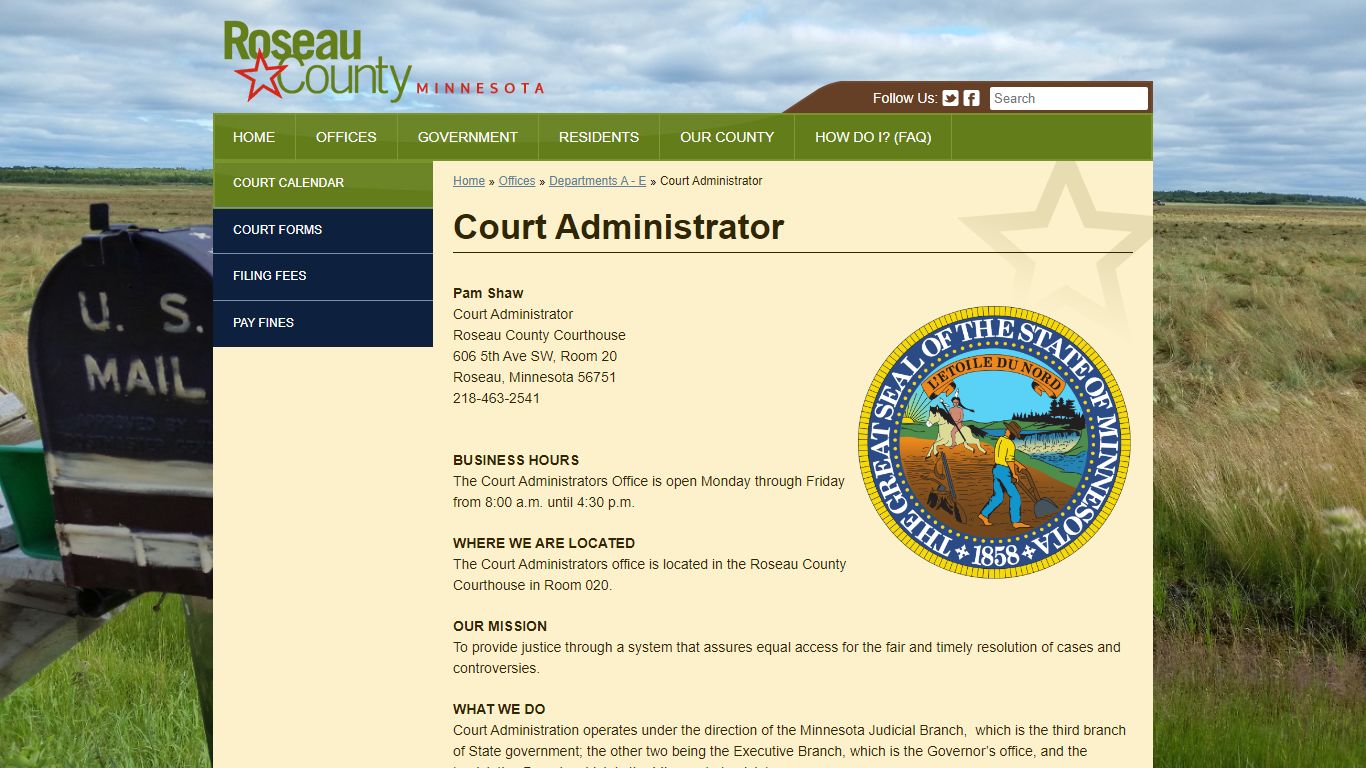 Court Administrator - Roseau County, Minnesota