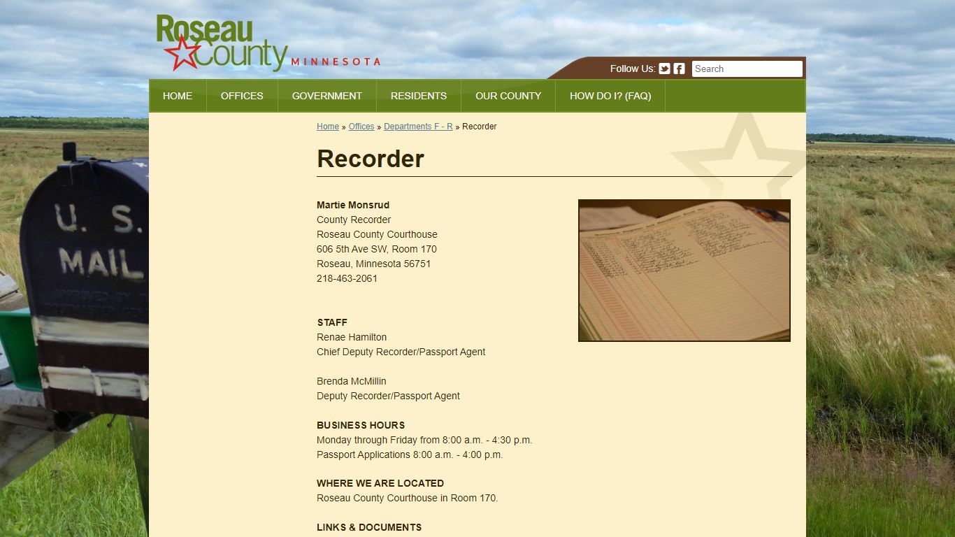 Recorder - Roseau County, Minnesota